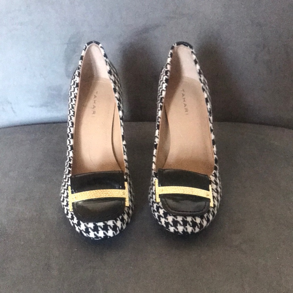 Tahari, 9, black & white houndstooth